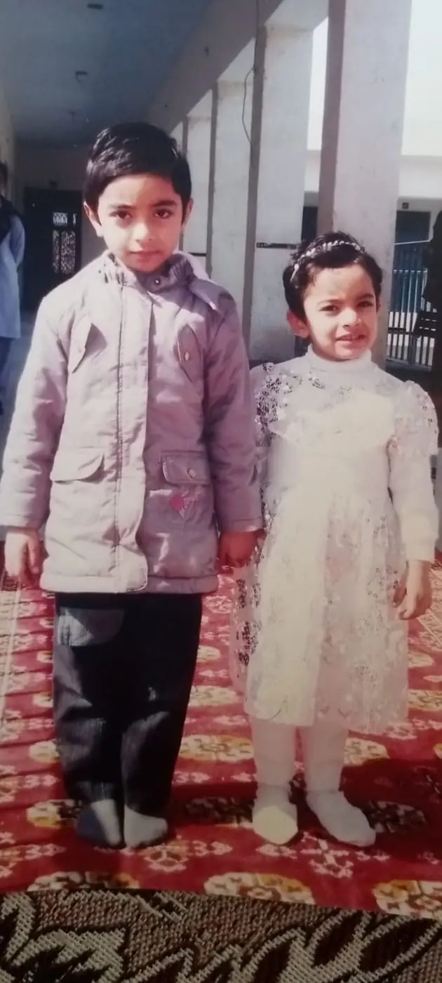 Childhood portrait with my sister