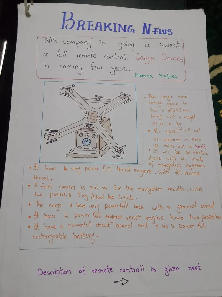 Hand-drawn cargo drone concept