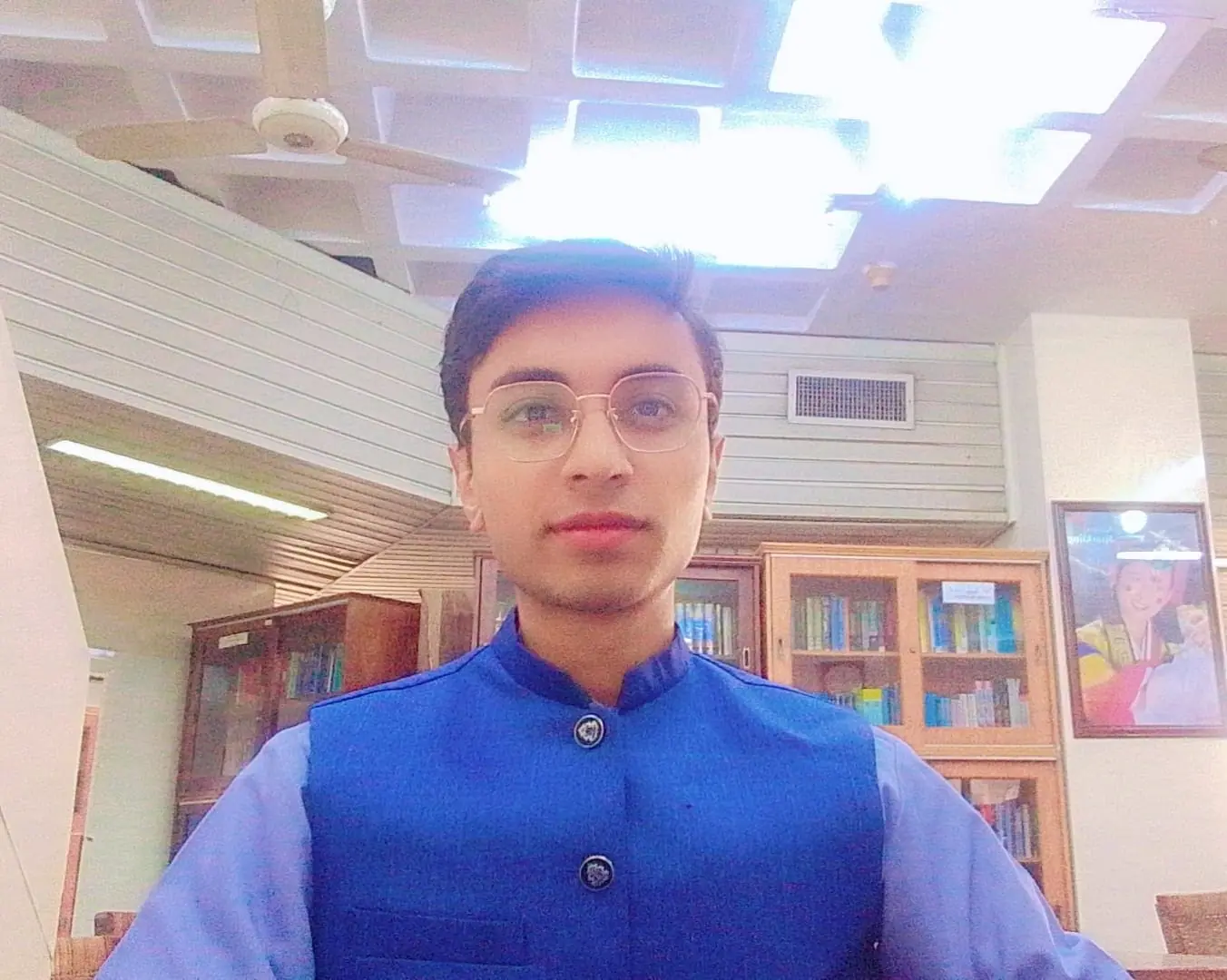 Portrait of me in a university library
